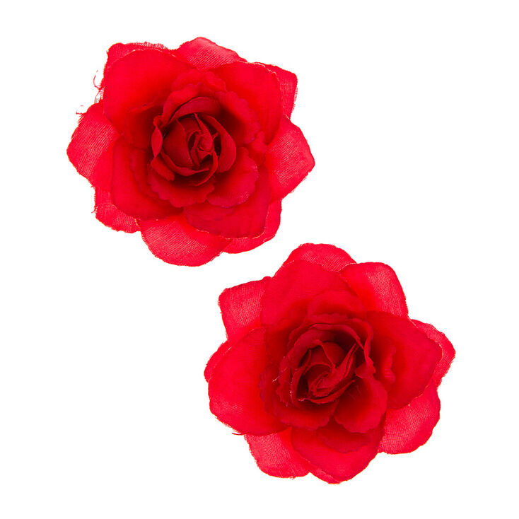 Red Rose Hair Clips,