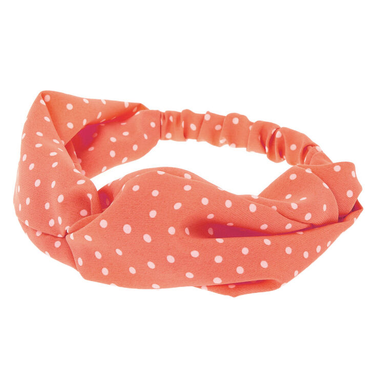Polka Dot Twisted Headwrap - Peach,