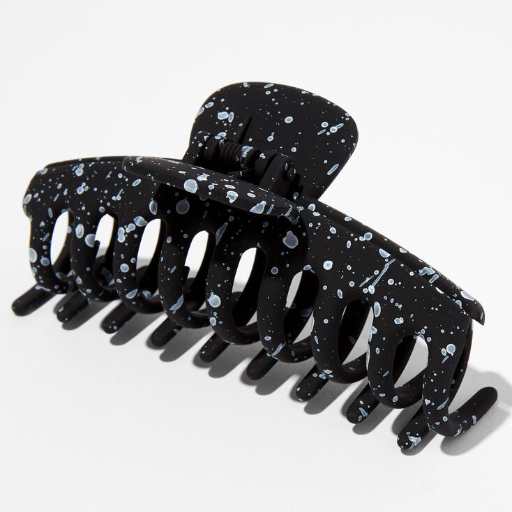 Black Splatter Paint Medium Hair Claw,
