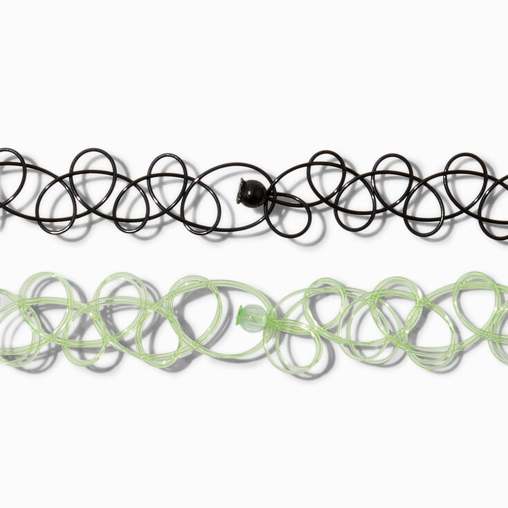 St. Patrick&#39;s Day Shamrocks Tattoo Choker Necklaces - 2 Pack,