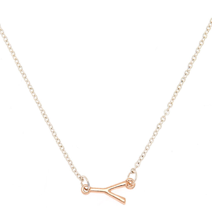 Mixed Metal Sideways Initial Pendant Necklace - Y,