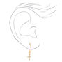 Gold Crystal Cross &amp; Heart Mixed Earrings - 9 Pack,