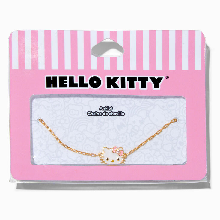 Hello Kitty&reg; Gold-tone Sterling Silver Face Anklet,