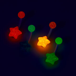 Neon Star Glow in the Dark Belly Rings - 4 Pack,