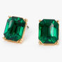 Gold Jewel Stud Earrings - Emerald,