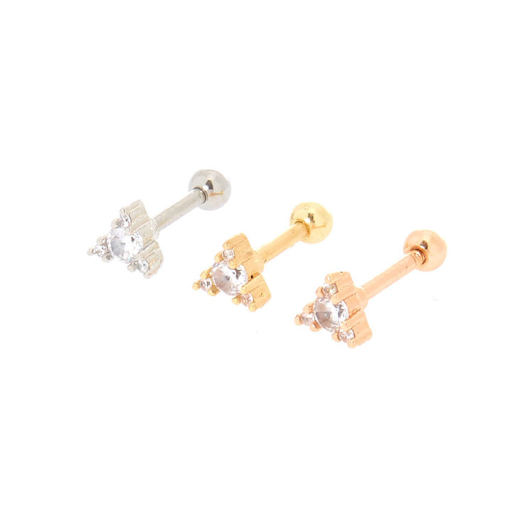 Mixed Metal 16G Triangle Helix Stud Earrings - 3 Pack,