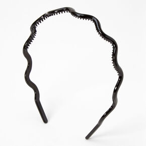 Black Solid Wave Headband,