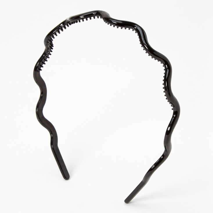 Black Solid Wave Headband,
