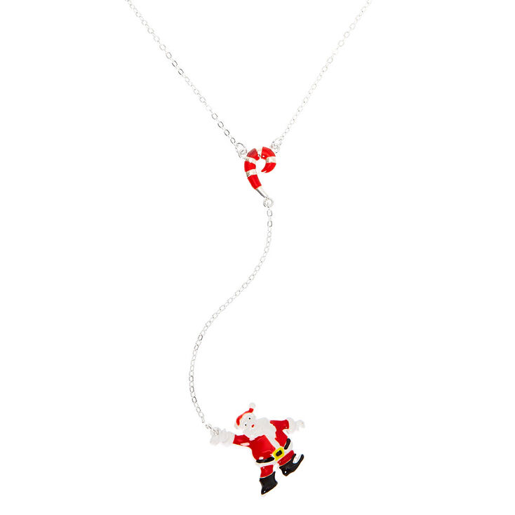 Silver Christmas Y-Neck Pendant Necklace,