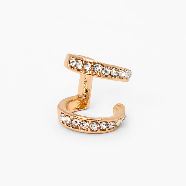 Gold Double Row Crystal Ear Cuff,