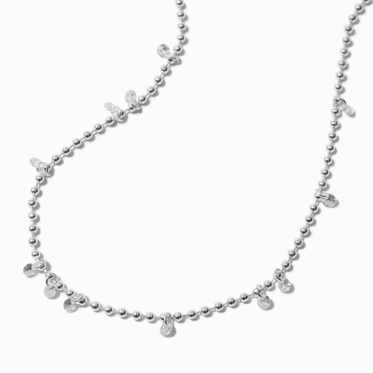 Silver-tone Cubic Zirconia Confetti Ball Chain Necklace,