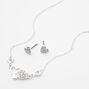 Silver Rhinestone Heart Clusters Necklace &amp; Earring Set - 2 Pack,