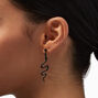 Black 2&quot; Embellished Snake Clip-On Drop Earrings,