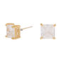 18kt Gold Plated Cubic Zirconia Square Stud Earrings,