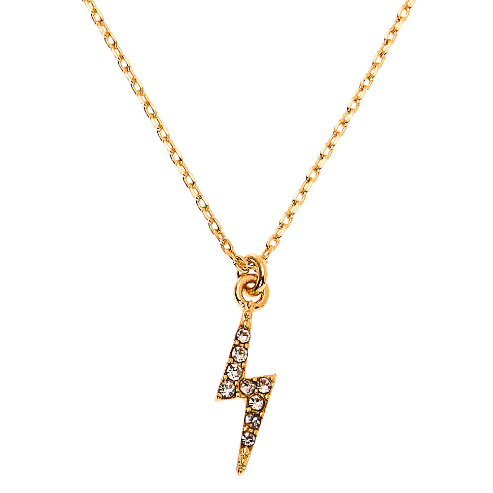 Gold Lightning Bolt Pendant Necklace Icing US