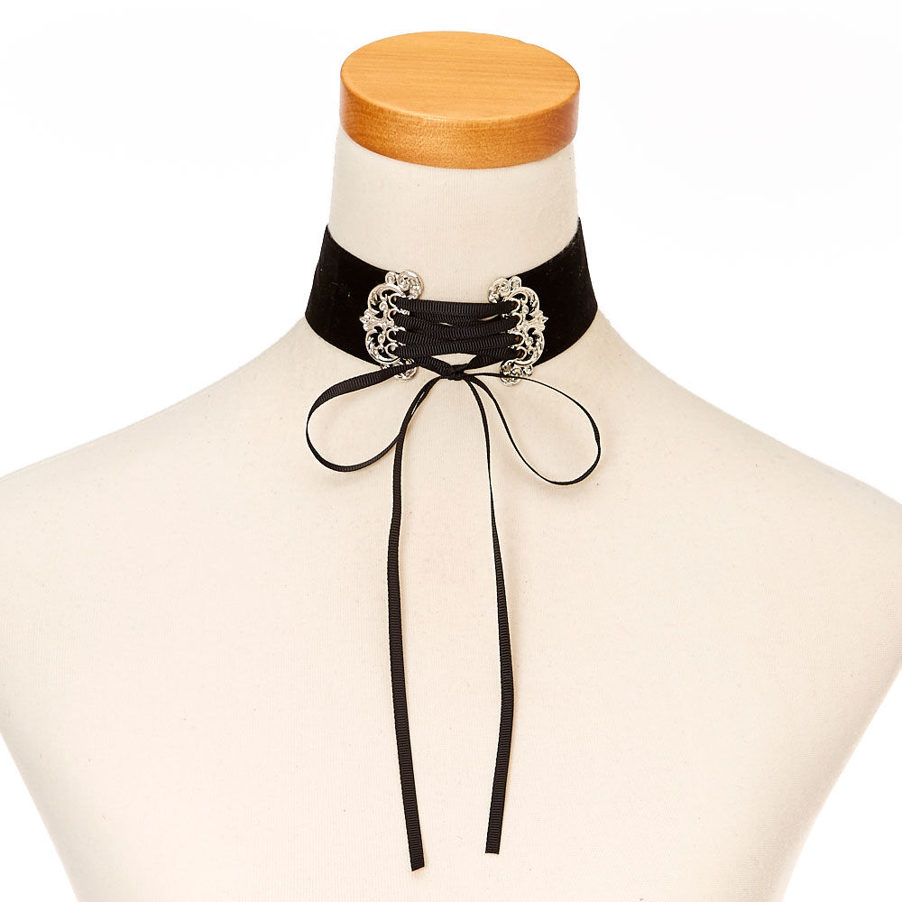 black tie up choker