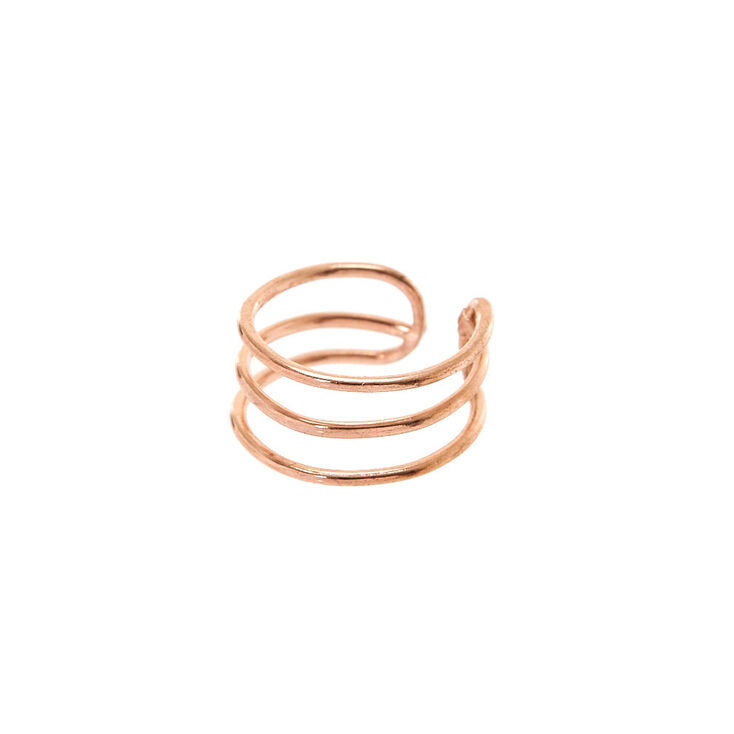 Rose-Gold tone Triple Wire Band Ear Cuff,