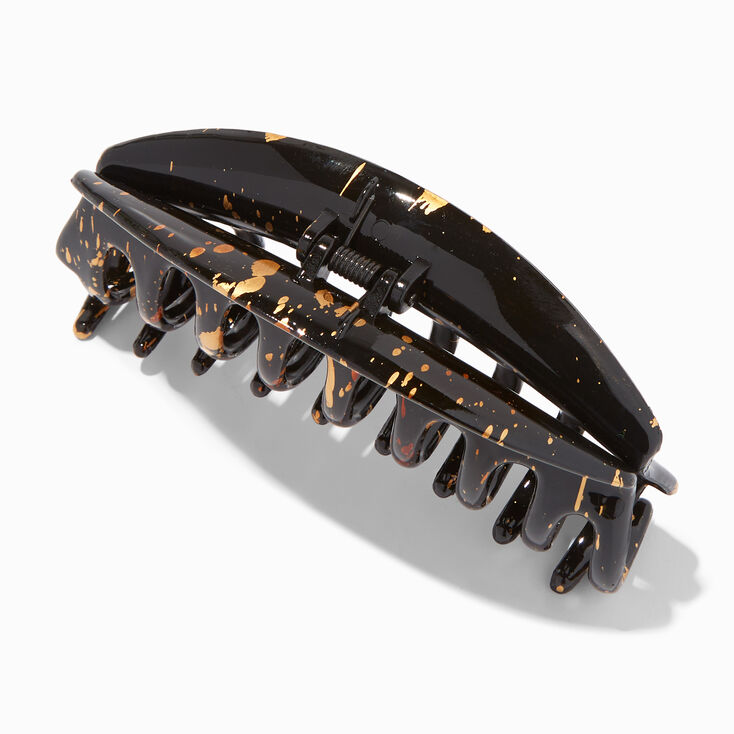 Gold Splatter Black Hair Claw,