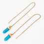 Gold 4&quot; Turquoise Mystical Gem Threader Drop Earrings,
