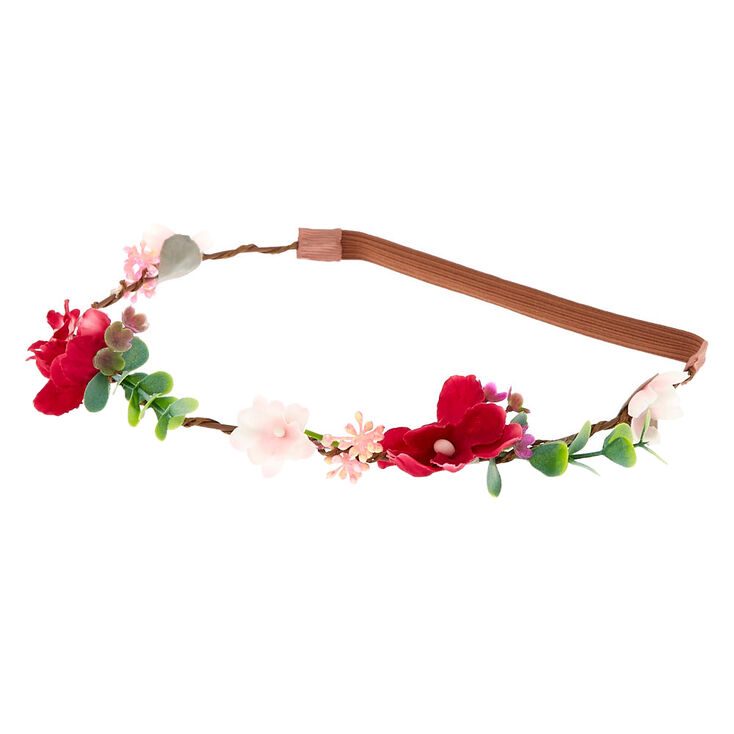 Twiggy Flower Crown Headwrap - Burgundy,