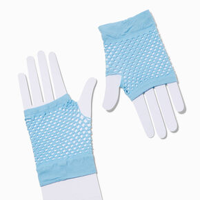  Baby Blue Fishnet Fingerless Gloves,