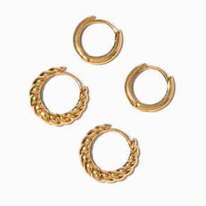 Icing Select 18k Yellow Gold Plated 8MM &amp; 10MM Twisted Hoop Earrings - 2 Pack ,