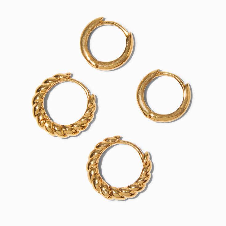 Icing Select 18k Yellow Gold Plated 8MM &amp; 10MM Twisted Hoop Earrings - 2 Pack ,
