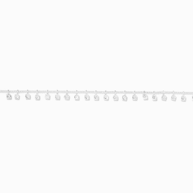 Silver Cubic Zirconia Stud Charm Crystal Choker Necklace,