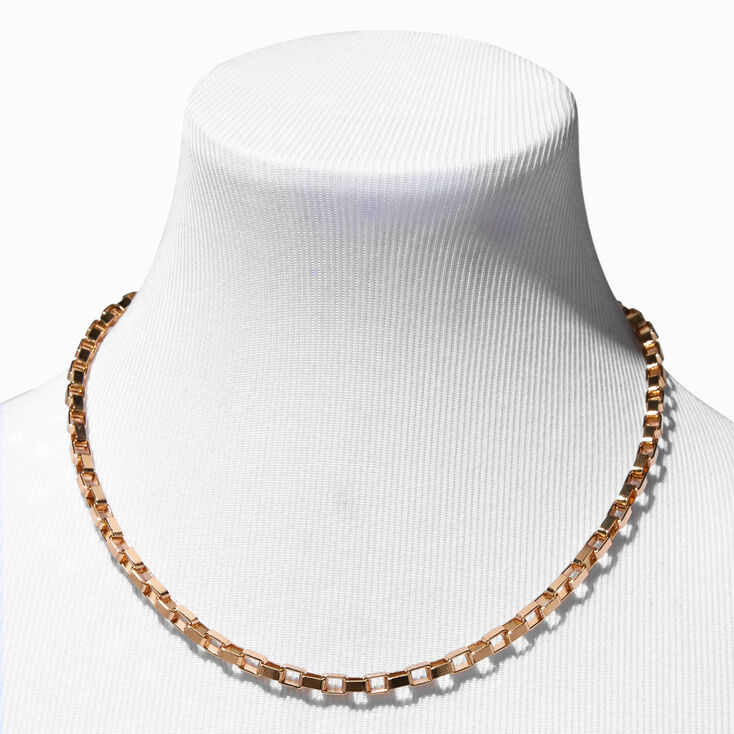 Gold Open Box Link Chain Necklace,