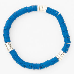 Silver &amp; White Disc Heishi Stretch Bracelet,