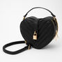 Quilted Heart Crossbody Bag - Black,