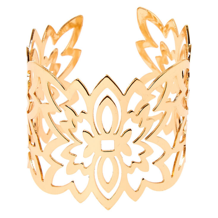 Gold Filigree Flower Cuff,