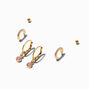 Gold-tone Pink Stone Earring Stackables Set - 3 Pack,