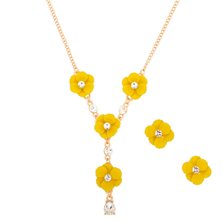 Spring Floral Jewelry Set - Yellow,