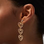 Gold-tone Stacked Hearts 2.5&quot; Linear Drop Earrings,
