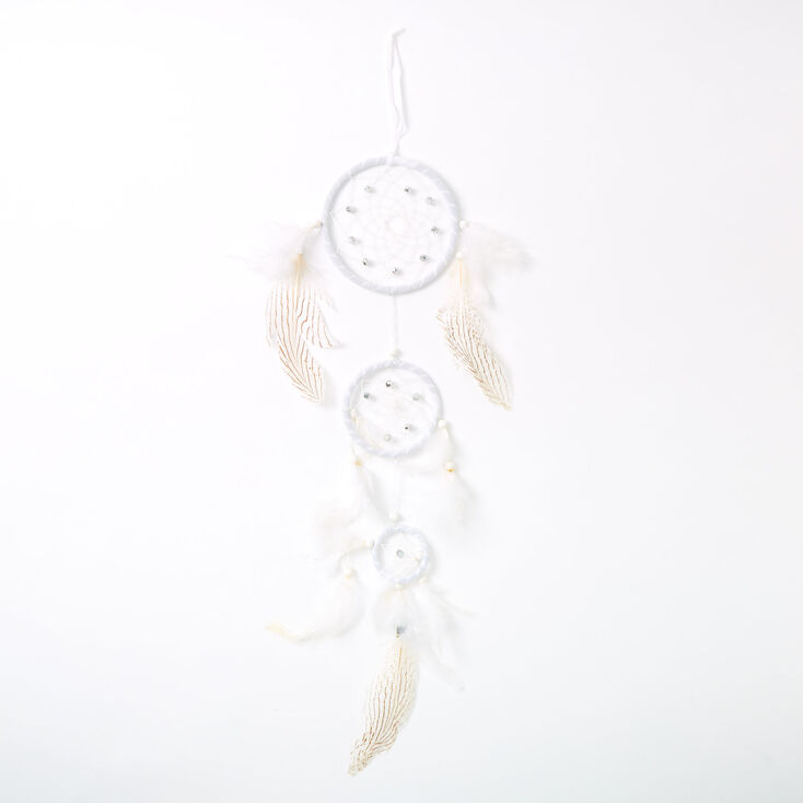 Tiered Stripe Feathers Dreamcatcher - White,
