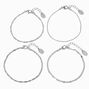 Silver-tone Delicate Chain Bracelet Set - 4 Pack,