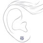 Silver Cubic Zirconia Square Stud Earrings - 5MM, 6MM, 7MM,