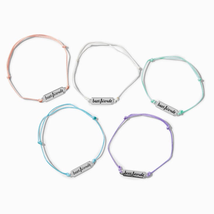 Best Friends Charm Adjustable Bracelets - 5 Pack,