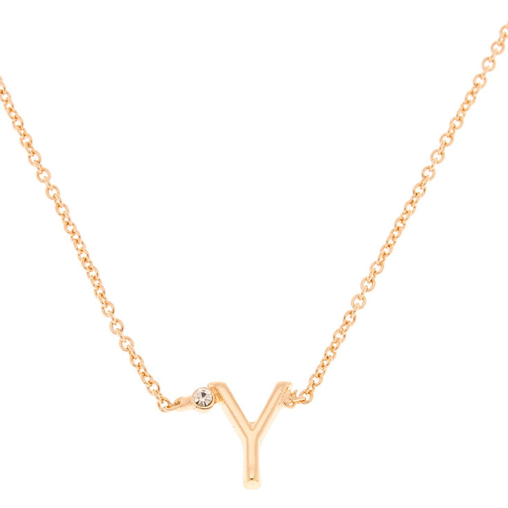 Gold Initial Necklace - Y,