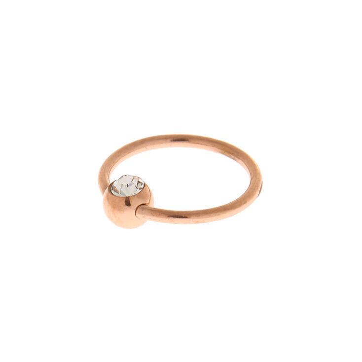 Rose Gold Titanium 20G Stone Cartilage Hoop Earring,