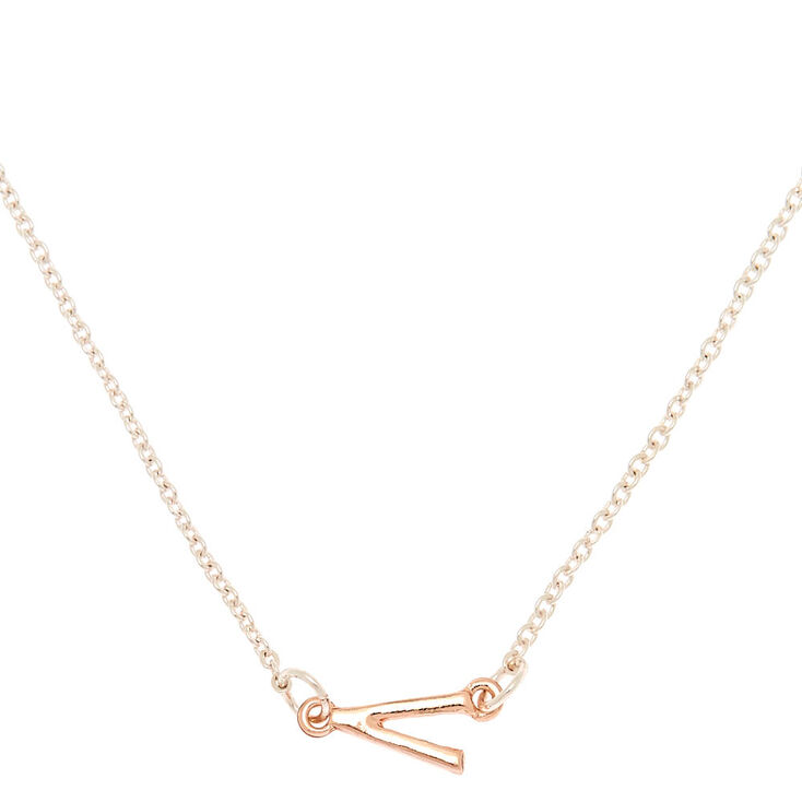 Mixed Metal Sideways Initial Pendant Necklace - V,