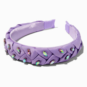 Purple Braided Iridescent Stone Puff Headband,