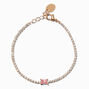 Pink Cubic Zirconia Baguette Gold-tone Tennis Bracelet,