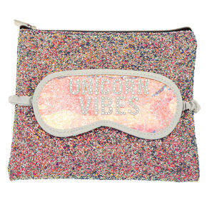 Unicorn Vibes Sleeping Mask &amp; Makeup Bag Set - Purple,