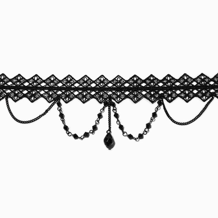 Black Diamond Lace Choker Necklace,