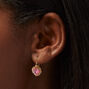 Gold-tone Pink Heart 0.5&quot; Drop Earrings,