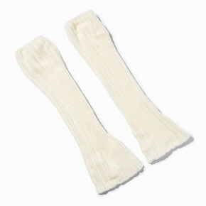 Ivory Sweater-Knit Leg Warmers,