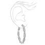 Silver Twisted Rhinestone Braid 50MM Hoop Earrings,