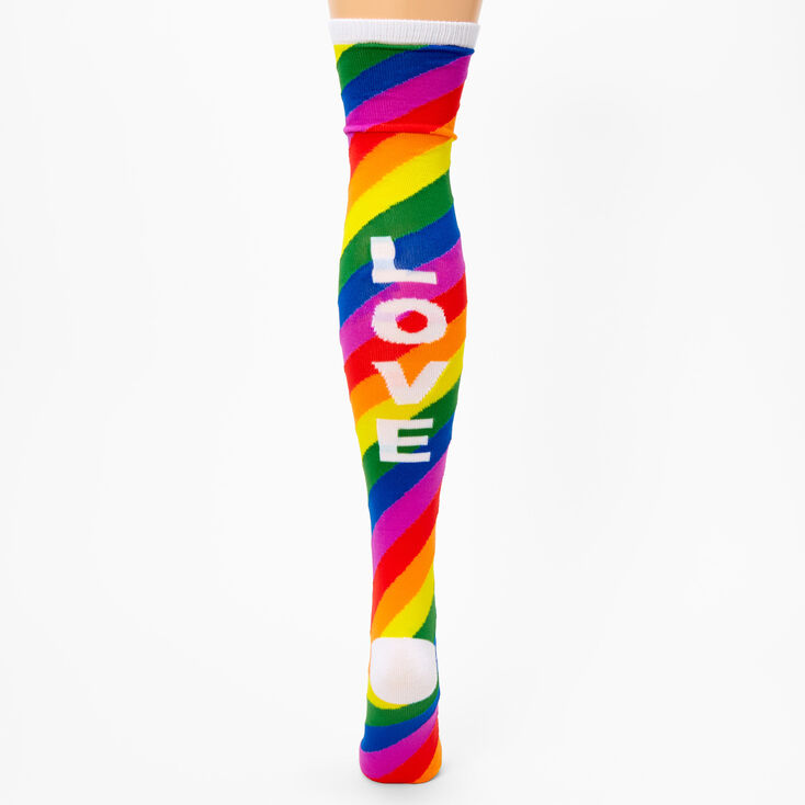 Bright Rainbow Stripe Over The Knee Socks,